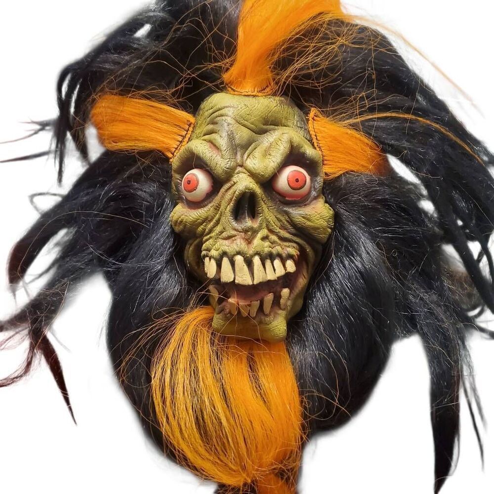 Rare 2002 Paper Magic Group Green Shruken Head Monster Halloween Mask